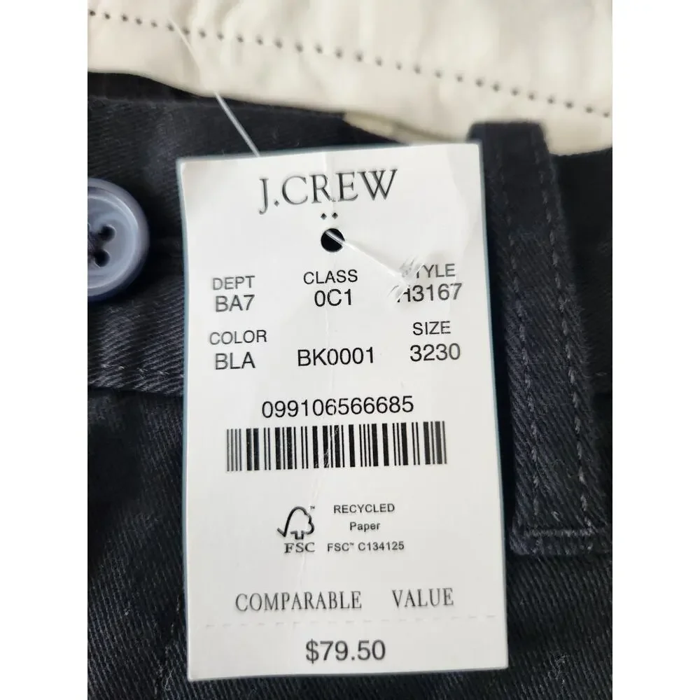 NWT J. Crew Men's Slim-Fit Flex Chino Pant Black 32/30